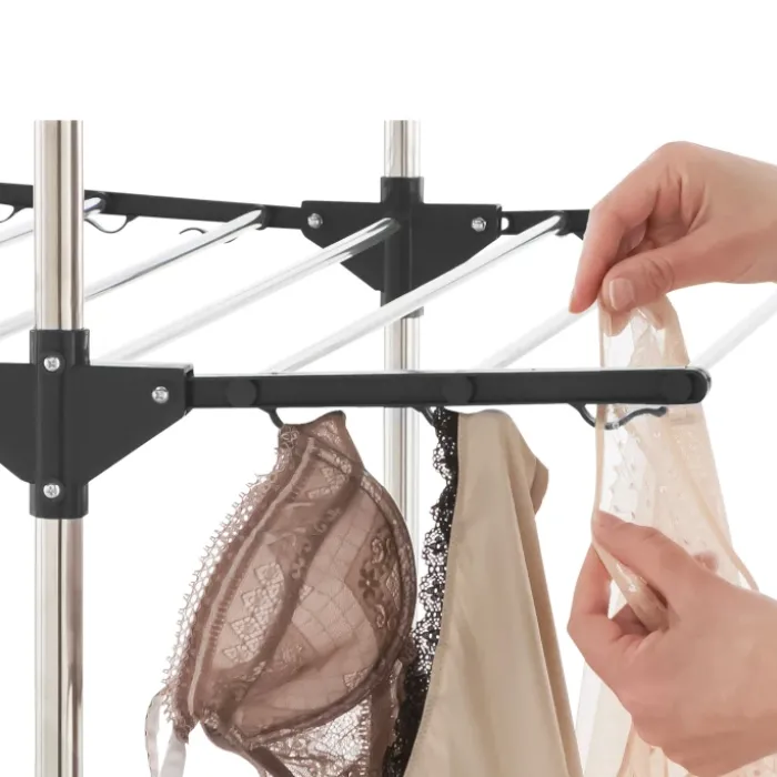 Étendoir pliable avec grande capacité et 30 accessoires H.145 cm