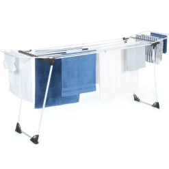 Étendoir pliable et extensible de 160 à 211 cm gris et blanc