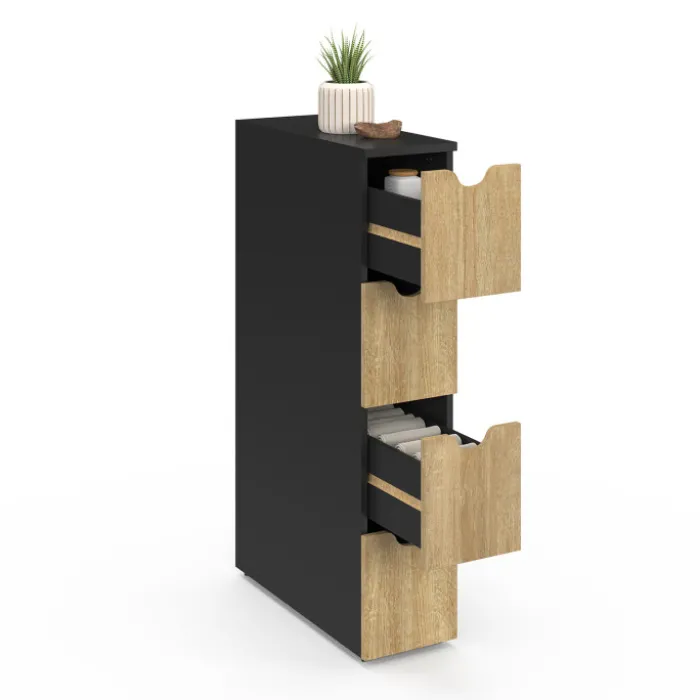 Tour de rangement gain de place sur roulettes