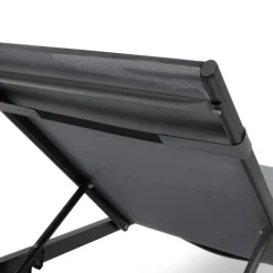 Transats de jardin aluminium gris et noir : lot de 2