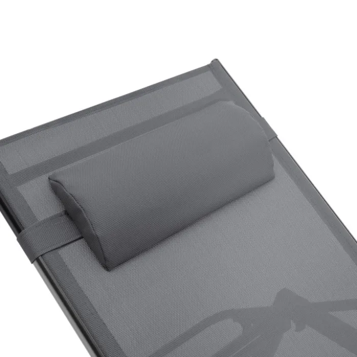 Transats de jardin aluminium gris et noir : lot de 2