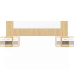 Tête de lit à chevets modulables bois et blanc