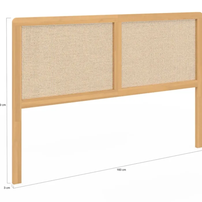 Tête de lit aspect cannage et bois 160 cm