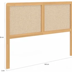 Tête de lit aspect cannage et bois 140 cm