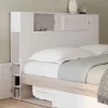 Tête de lit blanche 145 cm avec rangements fermés et niches