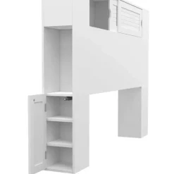 Tête de lit blanche 145 cm avec rangements fermés et niches