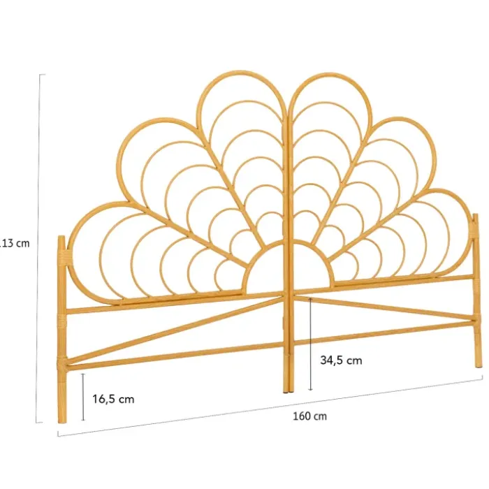 Tête de lit effet rotin 160 cm en forme de fleur