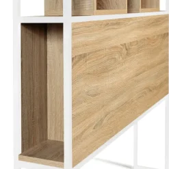 Tête de lit industrielle 145 cm bois et métal blanc