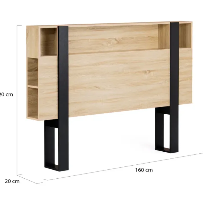 Tête de lit industrielle 160 cm bois et noir