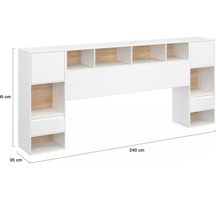 Tête de lit sur pied blanc et bois