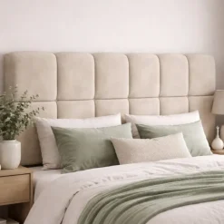 Tête de lit suspendue 160 cm matelassée velours beige
