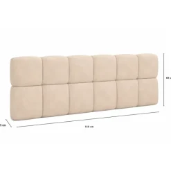 Tête de lit suspendue 160 cm matelassée velours beige