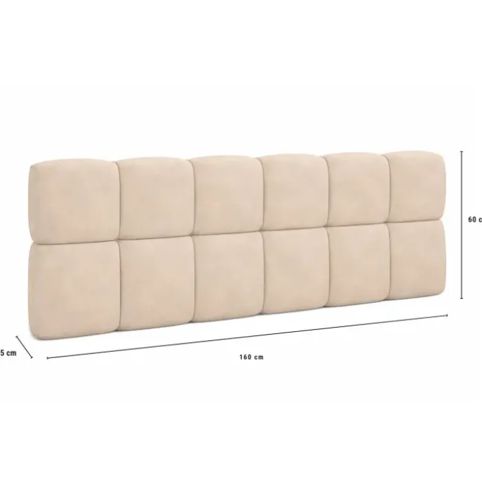 Tête de lit suspendue 160 cm matelassée velours beige