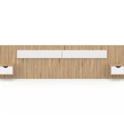 Tête de lit suspendue avec chevets pour lit 140, 160 et 180 cm bois et blanc