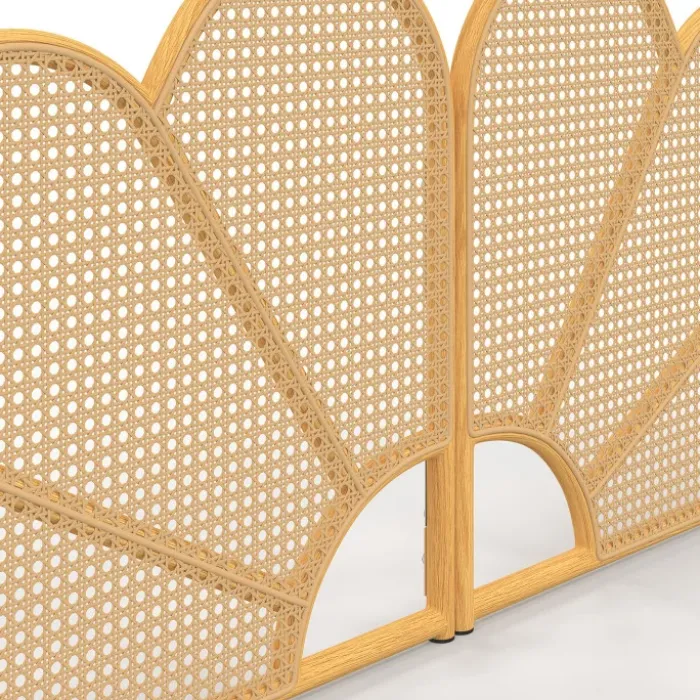 Tête de lit suspendue effet rotin et cannage 160 cm en forme de fleur