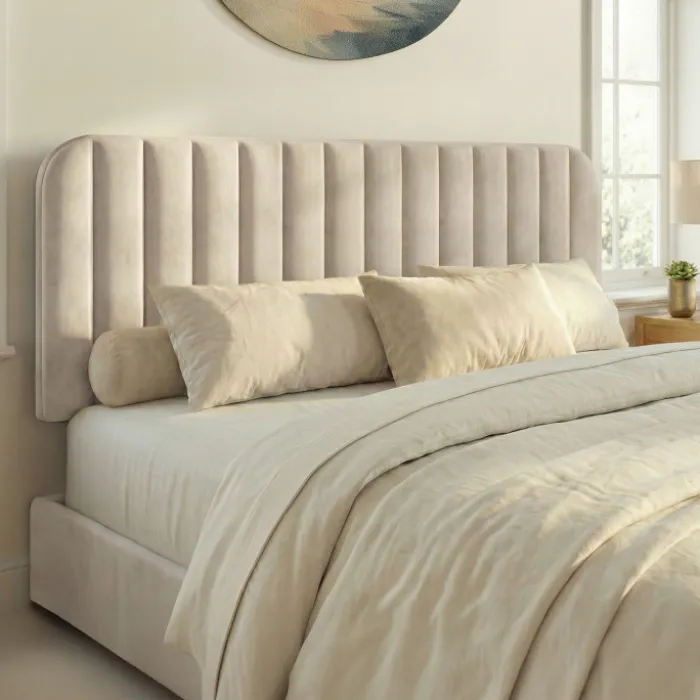 Tête de lit suspendue en velours beige 160 cm