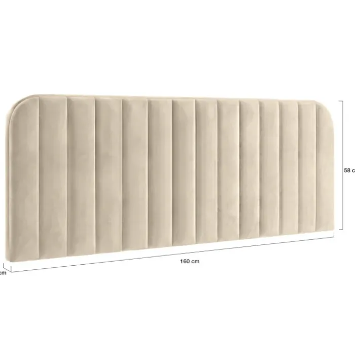 Tête de lit suspendue en velours beige 160 cm