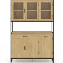 Vaisselier industriel 6 portes buffet de cuisine vitré 120 cm