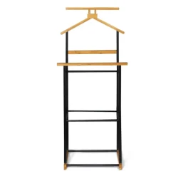 Valet de nuit bois et noir style industriel