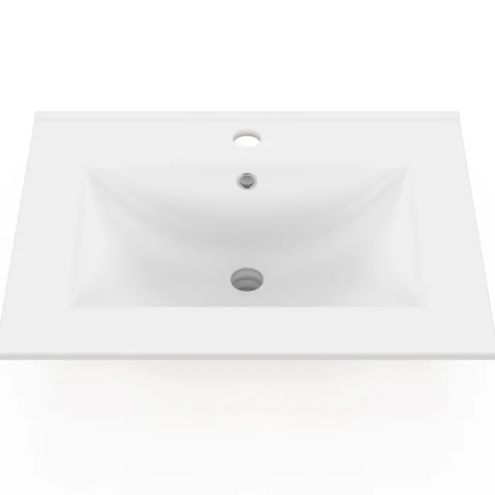 Vasque à encastrer rectangle en céramique blanche L. 61 x l. 46 x H. 17 cm