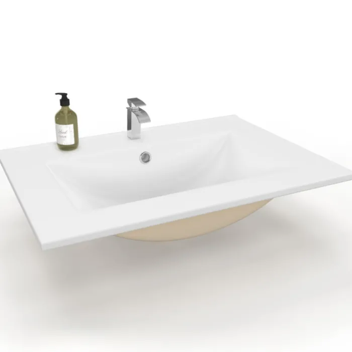 Vasque à encastrer rectangle en céramique blanche L. 61 x l. 46 x H. 17 cm