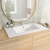 Vasque à encastrer rectangle en céramique blanche L. 81 x l. 46 x H. 17 cm