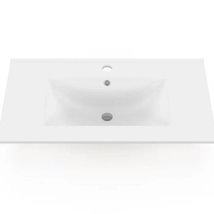 Vasque à encastrer rectangle en céramique blanche L. 81 x l. 46 x H. 17 cm