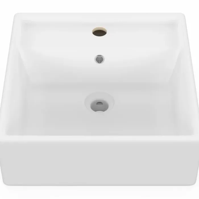Vasque à poser carrée en céramique blanche L. 41 x l. 41 x H. 15,5 cm