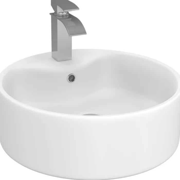 Vasque à poser ronde en céramique blanche L. 41 x l. 41 x H. 15,5 cm