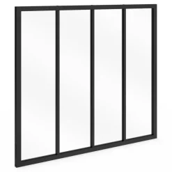 Verrière 4 vitrages en verre trempé 116 x 108 cm en métal noir