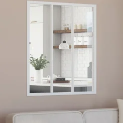 Verrière atelier 3 vitrages L. 93 x H. 108 cm en métal blanc et verre trempé