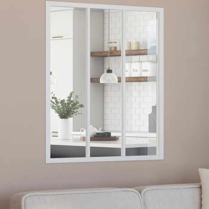 Verrière atelier 3 vitrages L. 93 x H. 108 cm en métal blanc et verre trempé