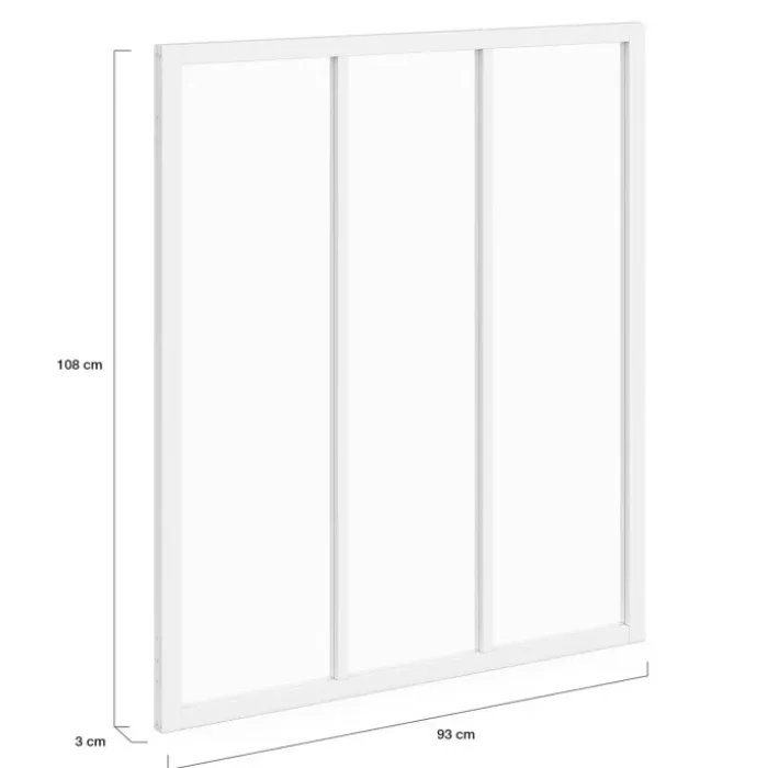 Verrière atelier 3 vitrages L. 93 x H. 108 cm en métal blanc et verre trempé