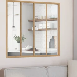Verrière atelier 4 vitrages L. 116 x H. 108 cm en bois et verre trempé