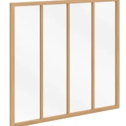 Verrière atelier 4 vitrages L. 116 x H. 108 cm en bois et verre trempé