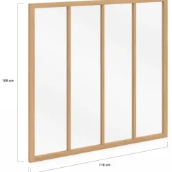 Verrière atelier 4 vitrages L. 116 x H. 108 cm en bois et verre trempé