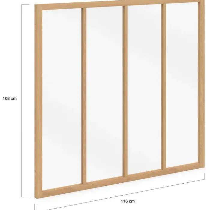 Verrière atelier 4 vitrages L. 116 x H. 108 cm en bois et verre trempé