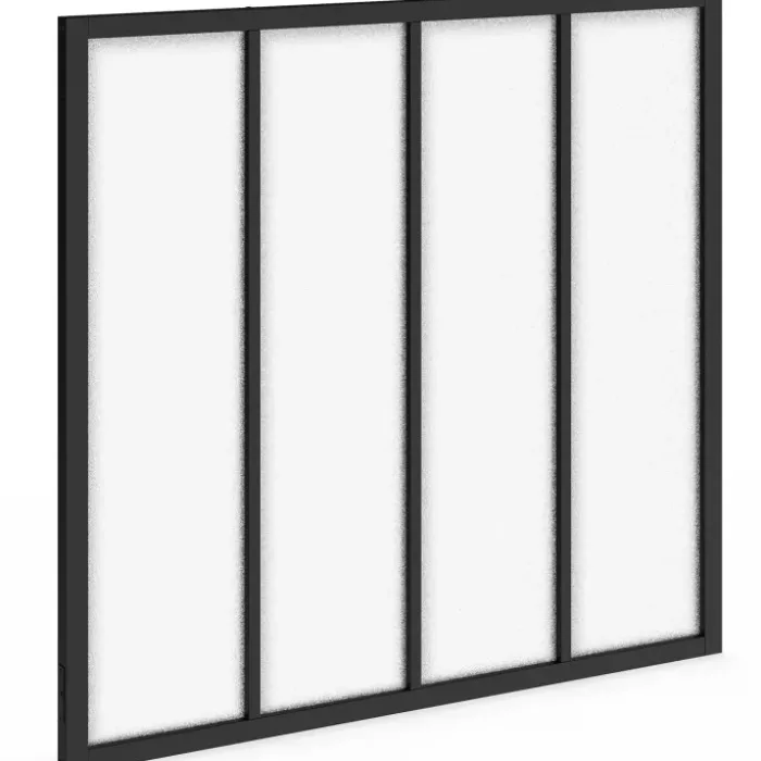 Verrière atelier 4 vitrages L. 116 x H. 108 cm en métal noir et verre trempé givré