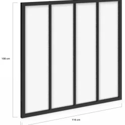 Verrière atelier 4 vitrages L. 116 x H. 108 cm en métal noir et verre trempé givré