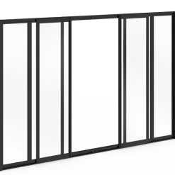Verrière atelier coulissante 6 vitrages L. 160 x H. 108 cm en métal noir et verre trempé