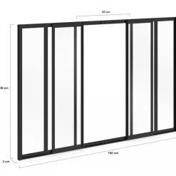 Verrière atelier coulissante 6 vitrages L. 160 x H. 108 cm en métal noir et verre trempé