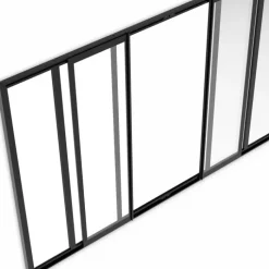 Verrière atelier coulissante 6 vitrages L. 160 x H. 108 cm en métal noir et verre trempé