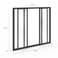 Verrière coulissante style atelier 4 vitrages 120 x 108 cm en verre trempé
