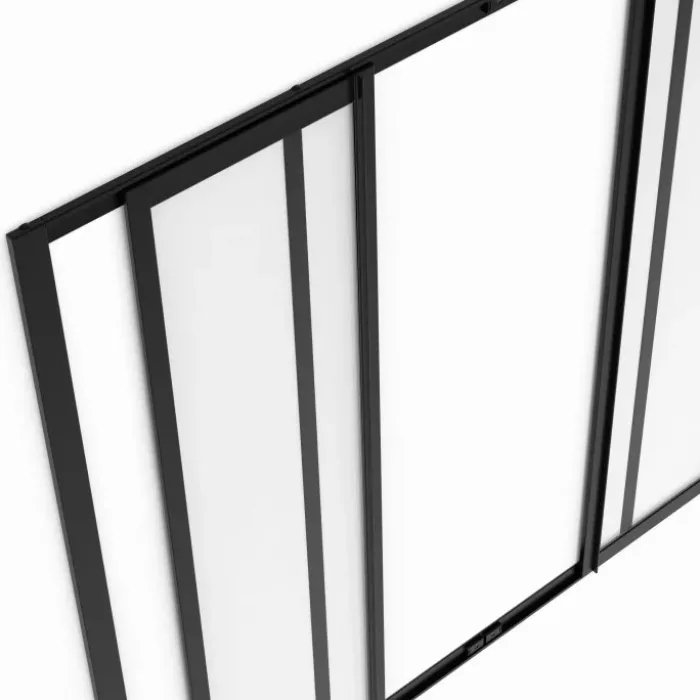 Verrière coulissante style atelier 4 vitrages 120 x 108 cm en verre trempé
