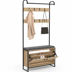 Vestiaire d'entrée avec banc et meuble à chaussures style industriel
