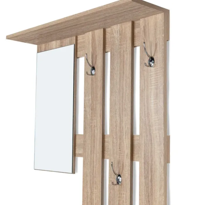 Vestiaire d'entrée avec miroir, porte-manteaux et range-chaussures